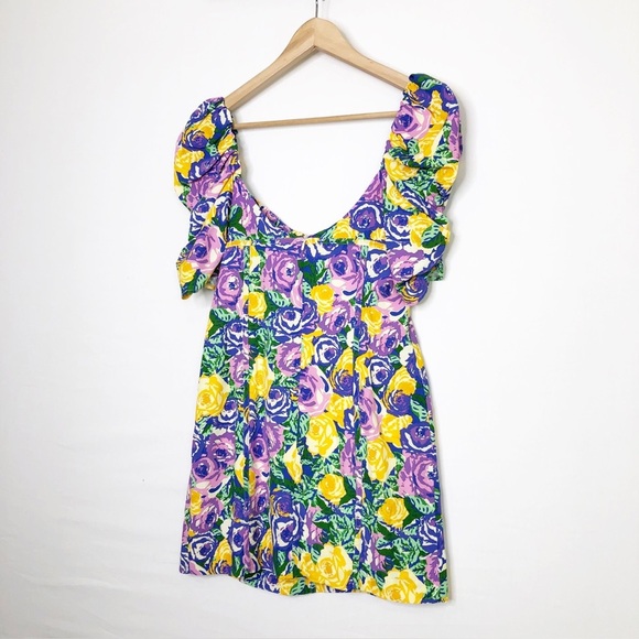 Zara multicolored floral, puff sleeve, mini dress - Picture 11 of 13
